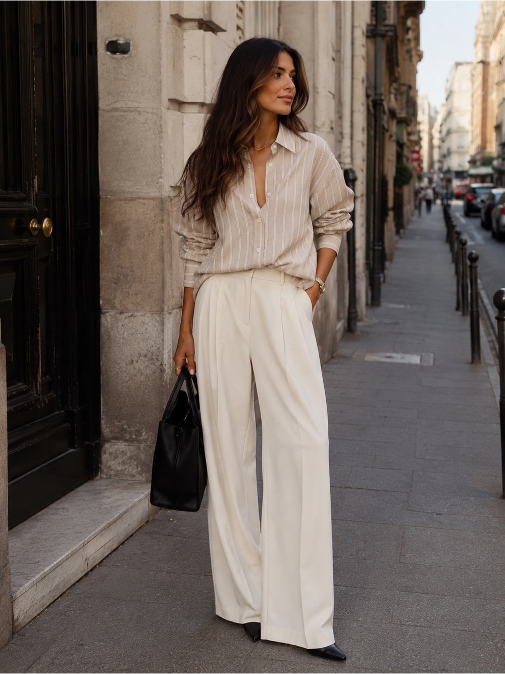 ZARA light textured striped button shirt